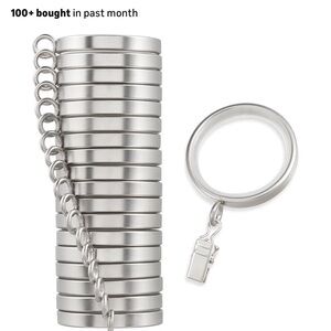 Silver Curtain Rings with Clips